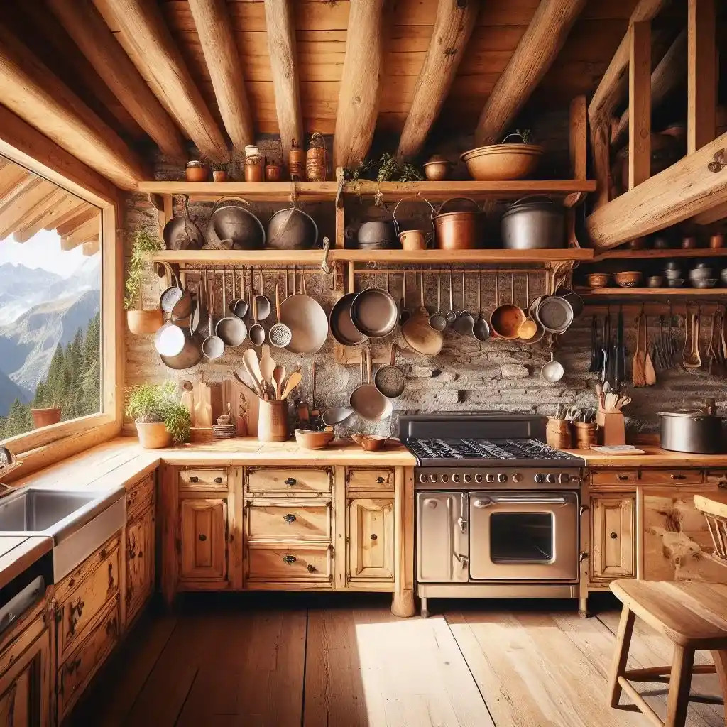 cocina de madera en el pirineo