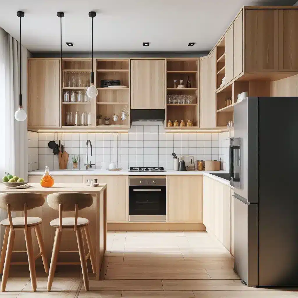 Cocina melamina piso joven relook con la gama Nature de Re-doors.