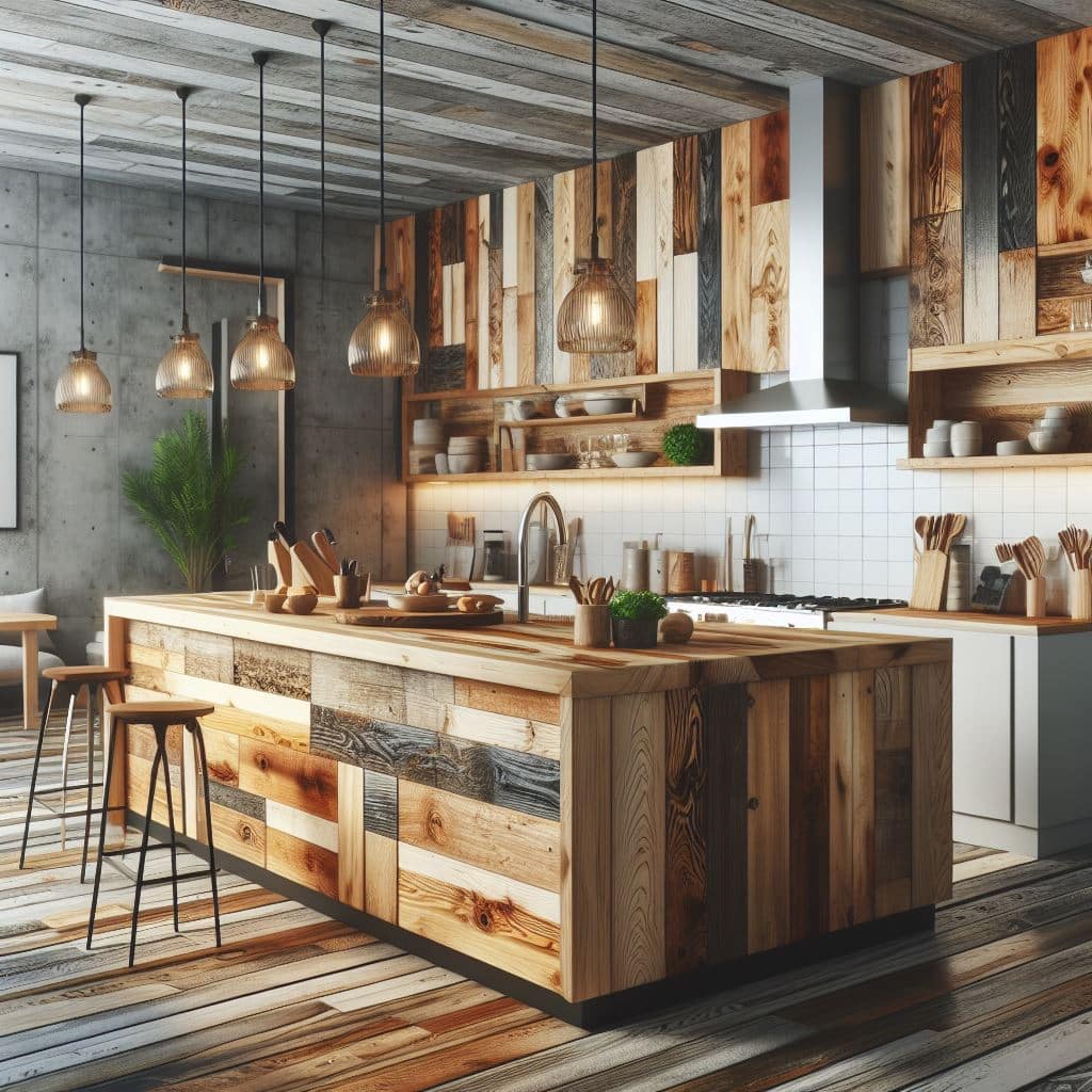 Cocina realizada en madera recuperada, la diferencia y el caracter de una cocina de diseño