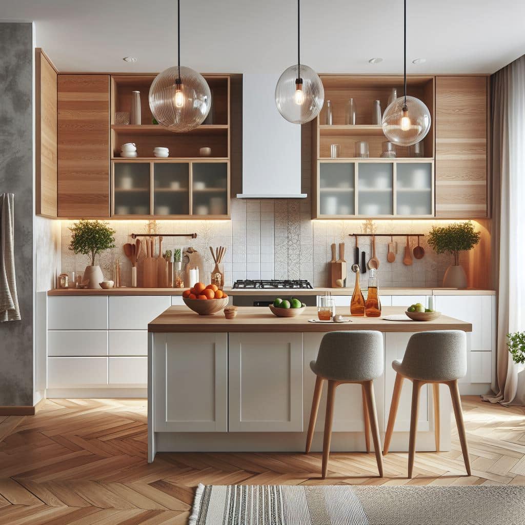 Cocina en roble y blanco, estilo nordico Re-doors.